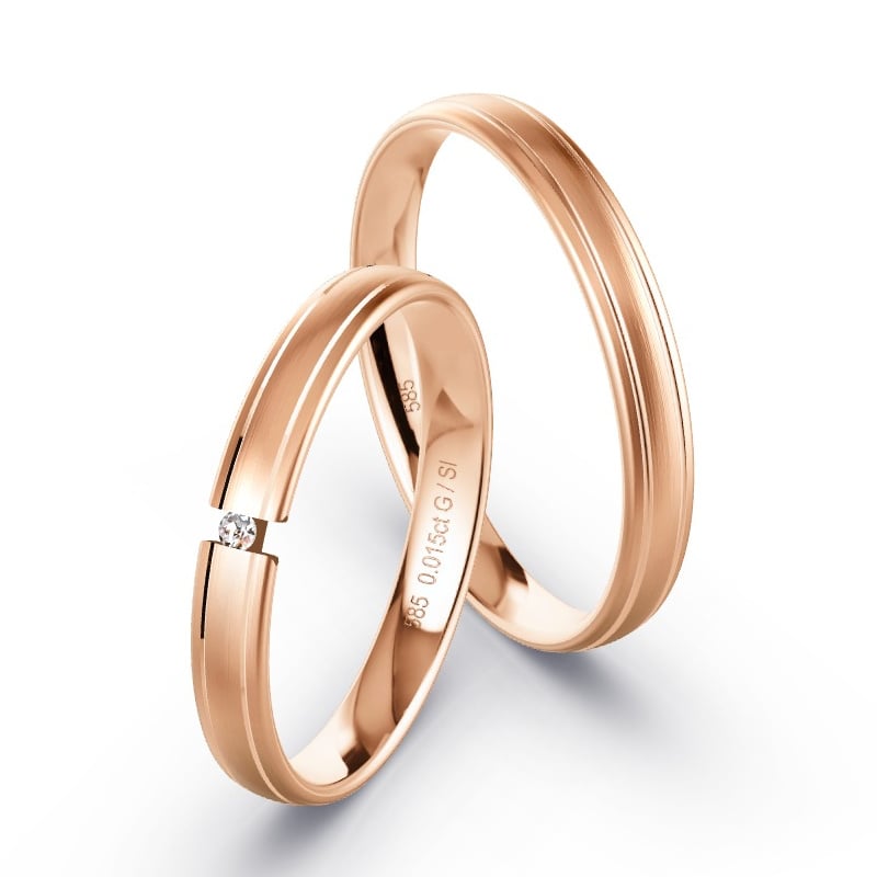 Eheringe Rosegold 585 - 0.015 ct. Diamanten - Modell RD1001