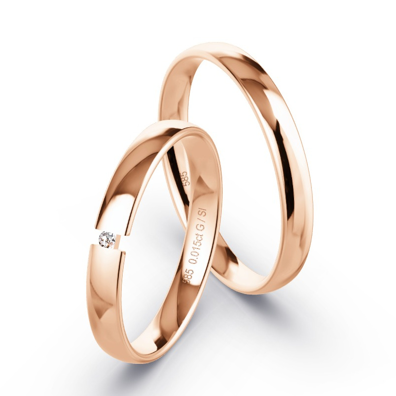 Eheringe Rosegold 585 - 0.015 ct. Diamanten - Modell RD1002