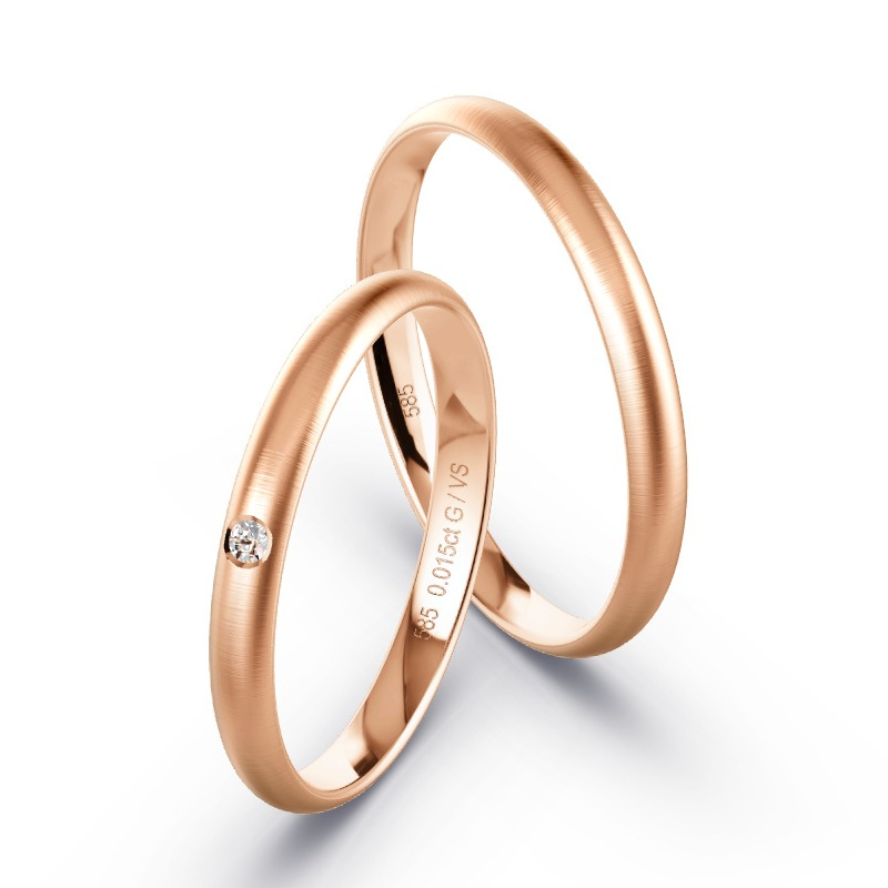 Eheringe Rosegold 585 - 0.015 ct. Diamanten - Modell RD1041