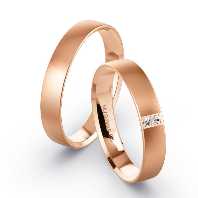 Eheringe Rosegold 585 - 0.03 ct. Diamanten - Modell RD1042