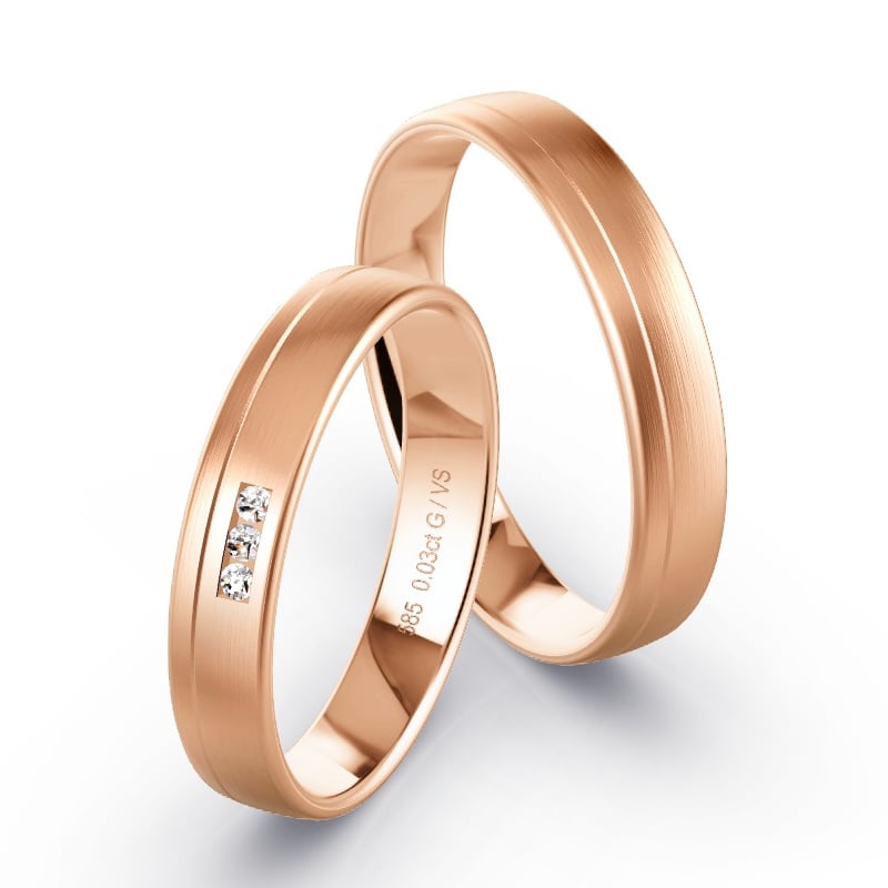 Eheringe Rosegold 585 - 0.03 ct. Diamanten - Modell RD1043